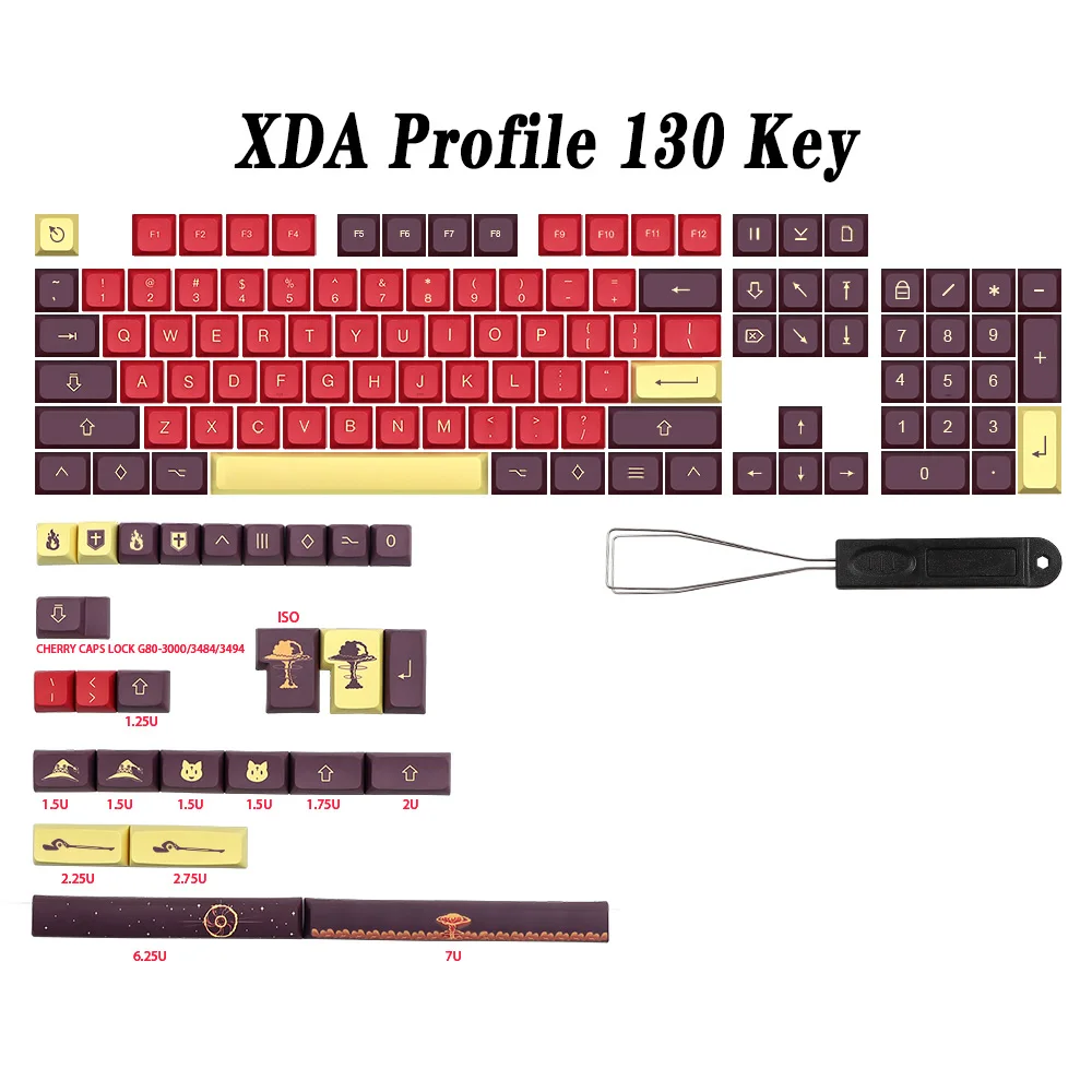 Pbt Xda Keycaps Teclado Mecânico Split Barra de Espaço 7u Split 130 Key Explosion Gk60 Rk61 64 Gk61 68 75 84 98 104 - Imagem 4