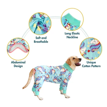 2024 New Dog Jumpsuit Prevent Shedding Hair Dog Onesie Surgery Recovery Suit Cute Unicorn Print Dog Clothes For Home And Outside 3