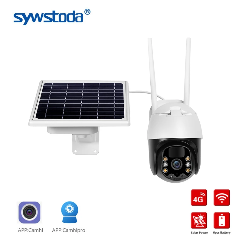 IP 카메라, 4G, Sim, 태양 전지 패널, 배터리 카메라, 와이파이, 1080P, PTZ 카메라, 인간 감지, 컬러, 야간 투시경