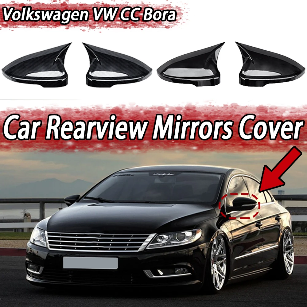 

2pcs Modified Car Styling Black Rearview for Volkswagen VW CC Beetle Jetta Sagitar Magotan Scirocco EOS Bora Mirror Cover Caps