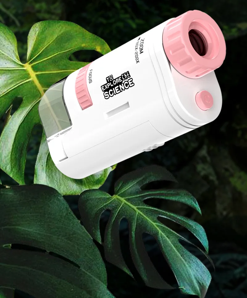 S743f92ec0fd1409ca44a839132026d58T 60-200X Children Microscope Pocket Microscope with LED Light Portable Electric Mini High Definition Science Microscope Outdoor Mallzona