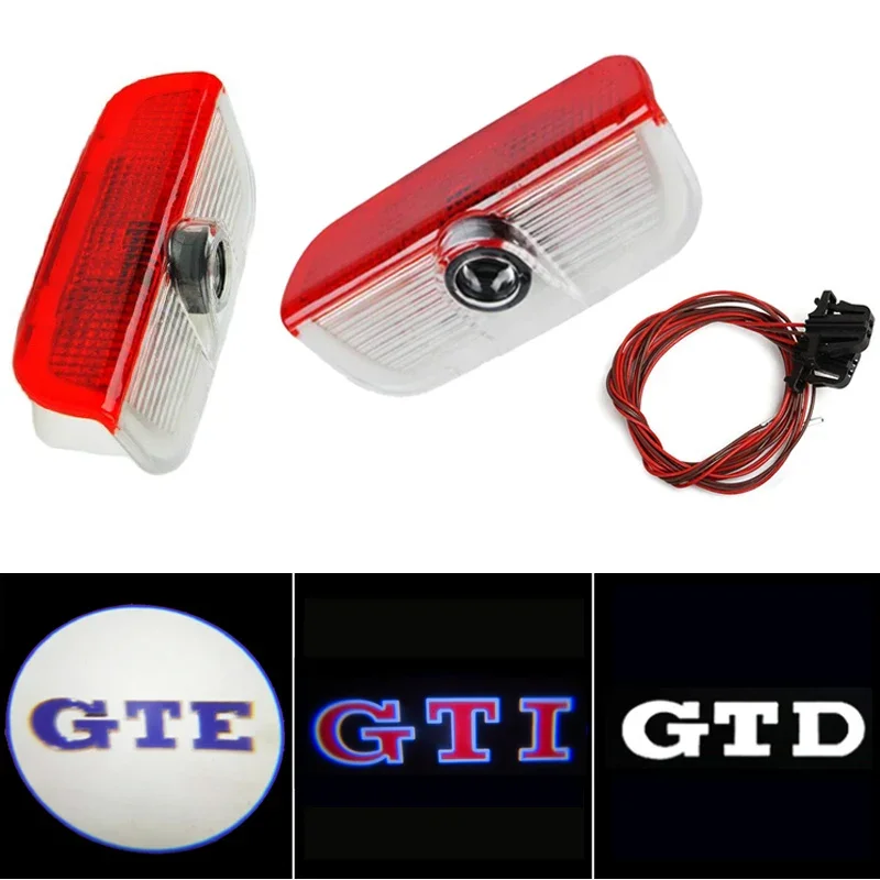 2 шт., проекционная лампа для двери автомобиля, для Golf 5 6 7 GTI GTD GTE Logo Tiguan Arteon CC Passat EOS MAGOTAN