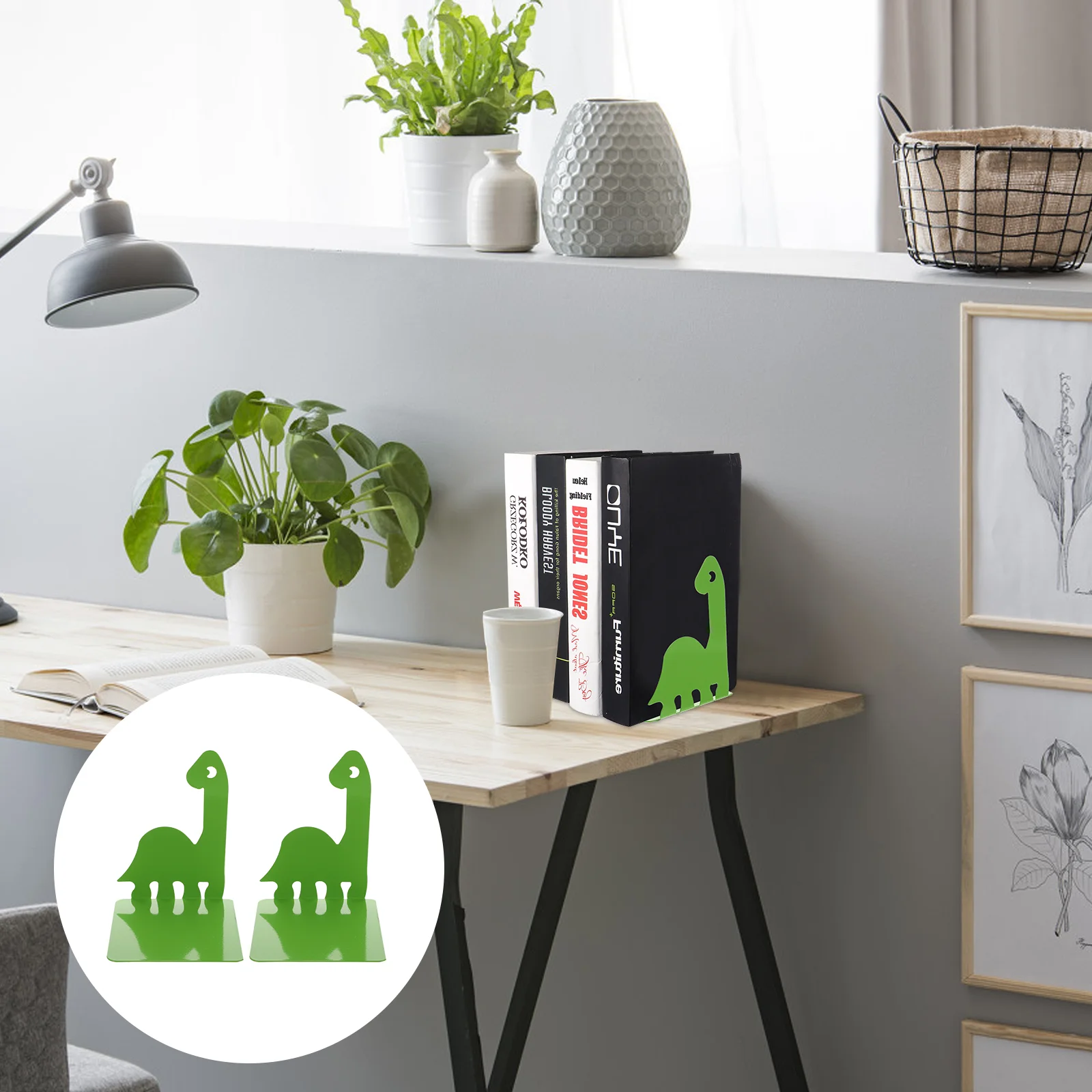 Dinosaur Metal Bookend Retro Decor Rack Storage Shelves Holder Iron Stopper Heavy Duty Student Office retro decor dinosaur metal bookend holder magazine rack office heavy duty stopper