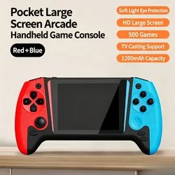 Retro Handheld Arcade Game Console with 3.5 - Inch HD Display and Dual Joysticks - No plug (Red Blue)
