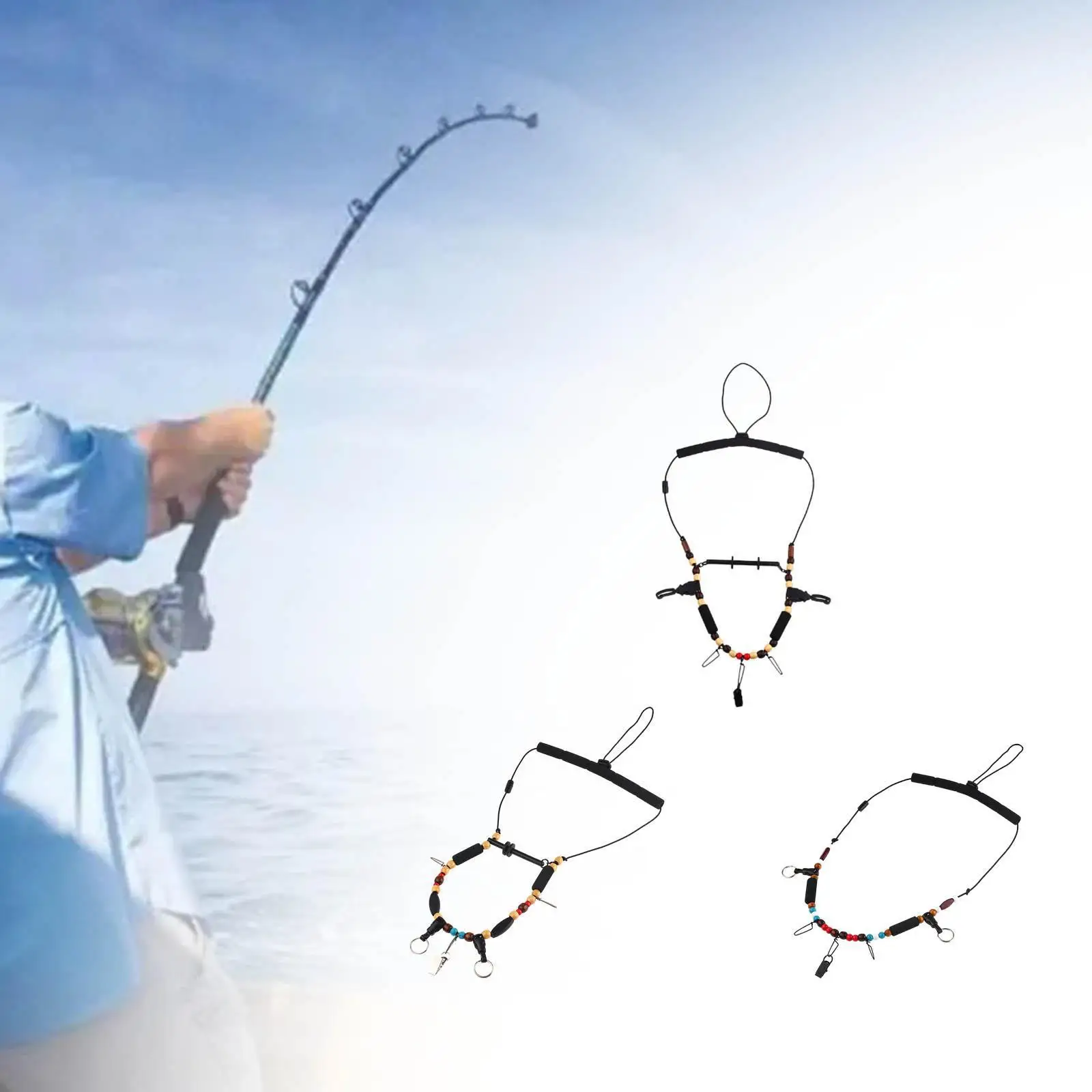 Fly Fishing Necklace Tackle Lanyard Wood Foam Material Fishing Organizer Neck Strap for Carp Fishing Adventure