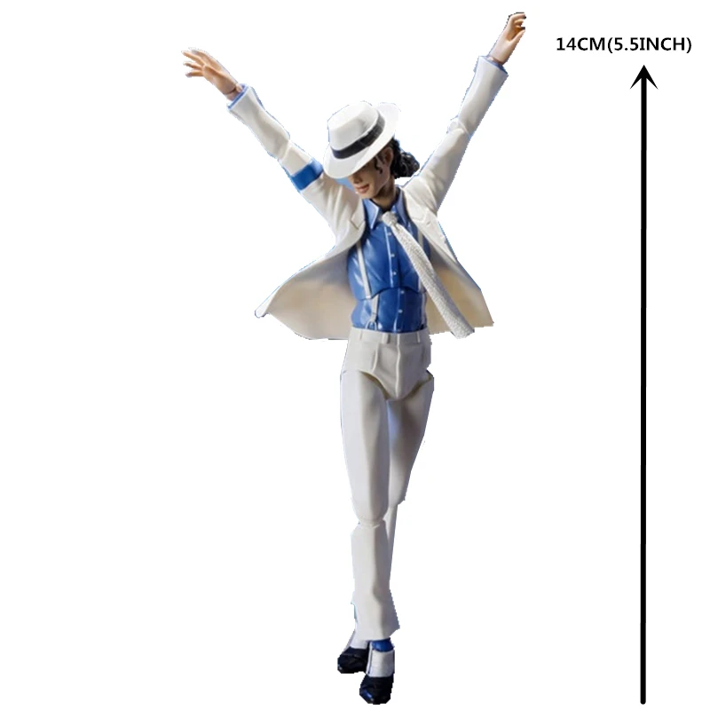 SHF Michael Jackson Action Figure Smooth Criminal Moonwalk Collectable Model Toys Doll Anniversary Christmas Birthday Gifts 14CM