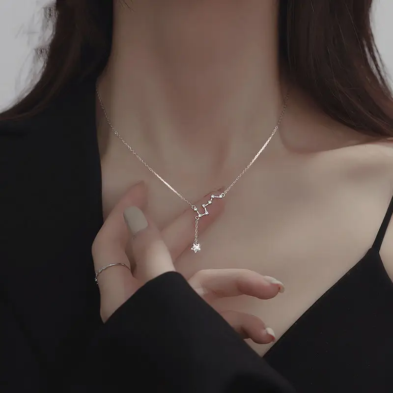 

925 sterling silver necklace Women's necklace Big Dipper necklace Electroplated 24K gold necklace Collarbone chain Pendant neck