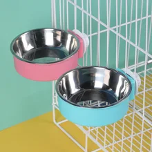 

2 In1 Pet Dogs Cats Bowls Stainless Steel Hanging Bowl Cat Bowls and Drinkers Pets Water Feeder Accessories Dog Supplies