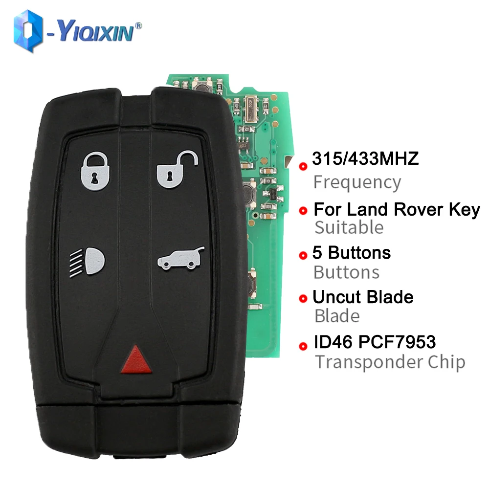 YIQIXIN PCF7953 Chip For Land Rover Freelander 2 3 Ranger Rover Evoque Discovery 4 315/433Mhz 5 Button Replacment Smart Key Card xnrkey 5 button car remote key 315 433mhz pcf7953 chip for land rover freelander 2 replacment smart card