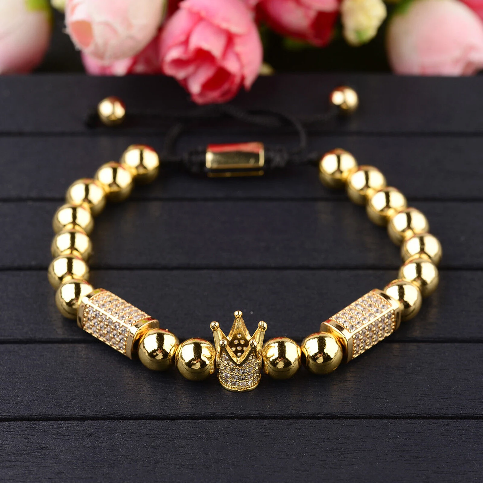 

Unisex Gold Crown Braid Bracelet Best Gift for the Holidays