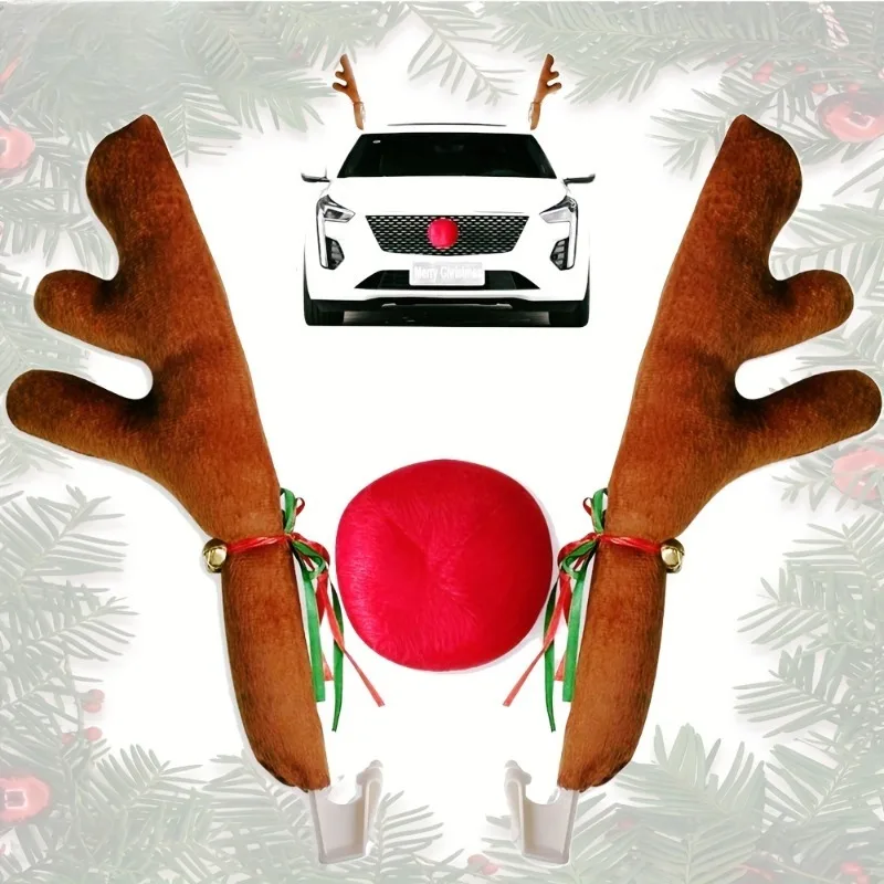 

New Christmas Decoration Car Decoration Christmas Antlers and Nose Christmas Costume Auto Accessories Antler Christmas Decors