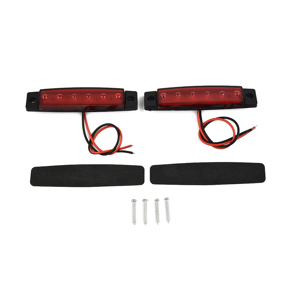 

2pcs Car 6-LED Red Sealed Turn Brake Stop Tail Light For Truck Trailer RV Boat Side Marker Indicator Light Accessories