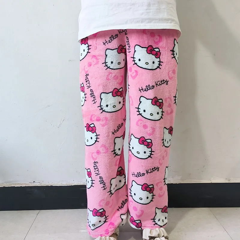 レディースKawaiiハローキティパジャマパンツ、フリースパンツ