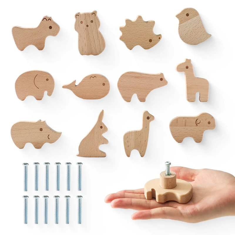 Wooden Drawer Cabinet Pull Handle Animal Shaped for Home Decor