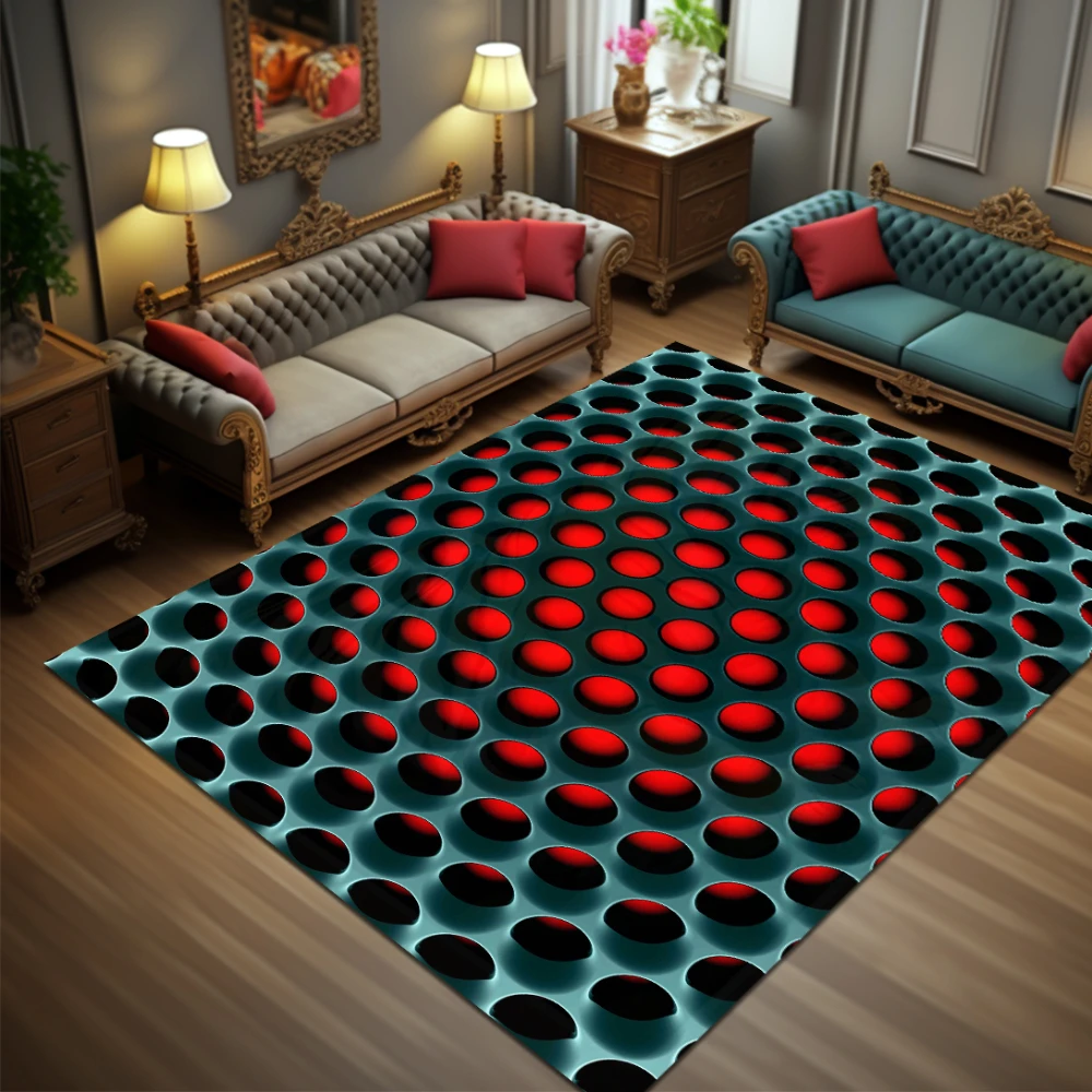 

Living Room 3D Vision Carpet Metal Honeycomb Print Rug Bedroom Future Sense Bedside Large Area Rugs Machine Washable Floor Mats