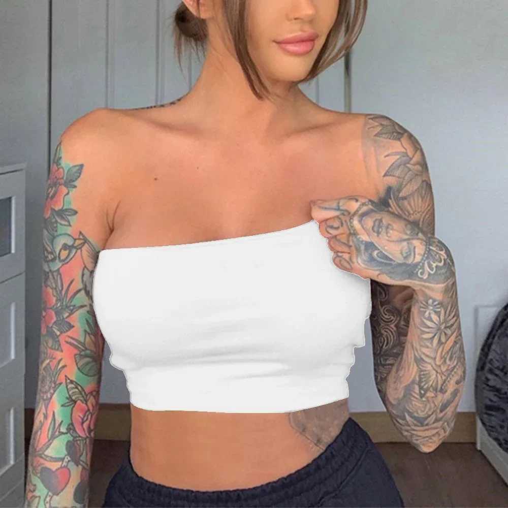 Women Sexy Solid Breathable Strapless Bandeau Stretch Commuter Crop Tops Casual Lingerie Vest Bra