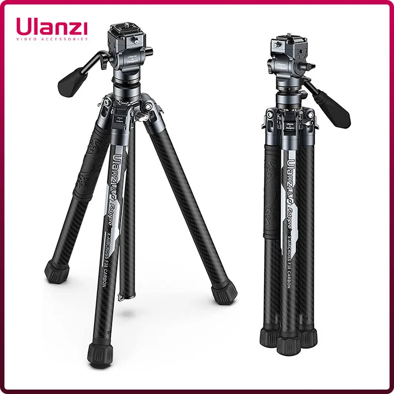 

Ulanzi F38 Quick Release Video Tripod Carbon Fiber Travel Tripod 61 inch DSLR Camera Tripod Monopod with Fluid Head F38 QR Plate