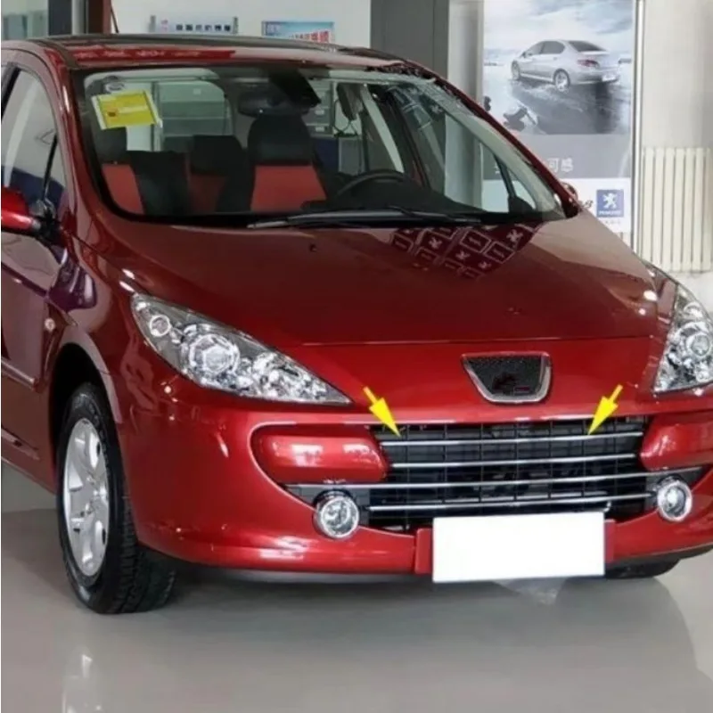 Car Front Grille Decoration ABS Chrome Center Grilles Racing Grill Assembly Strips Trim For Peugeot 307 307CC car 2004-2013