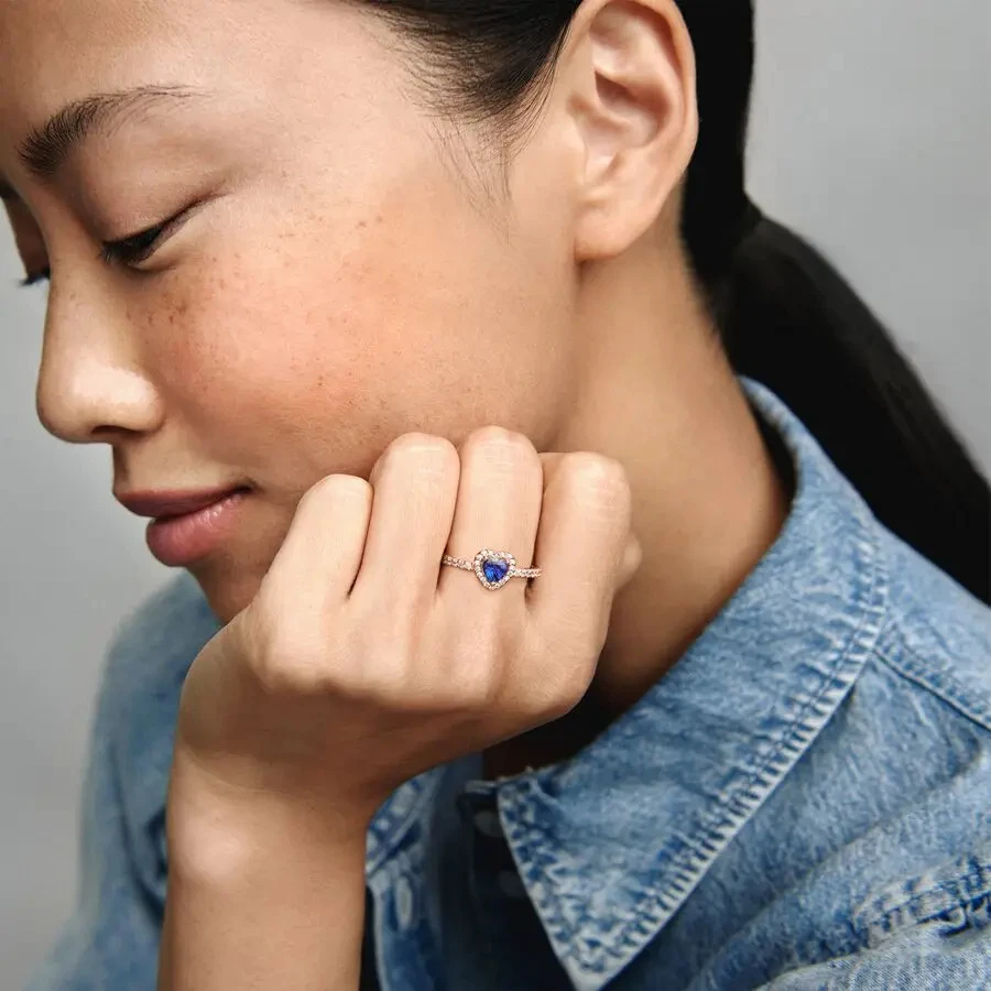 925 Sterling Silver Women's Ring with Colorful Zircon Fit Pandora Bracelets finger ring silver ring sparkling heart ring