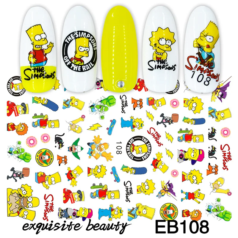 

Disney Cartoon simpson Nail Art Stickers Kids Toy Anime Nail Art Decoration Girl Gift Repair Accessories