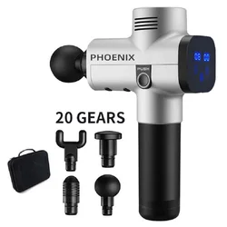 Phoenix A2 Portable Deep Tissue Muscle Relaxation Massager with Display - US Plug (LCD-4 Heads Sliver)