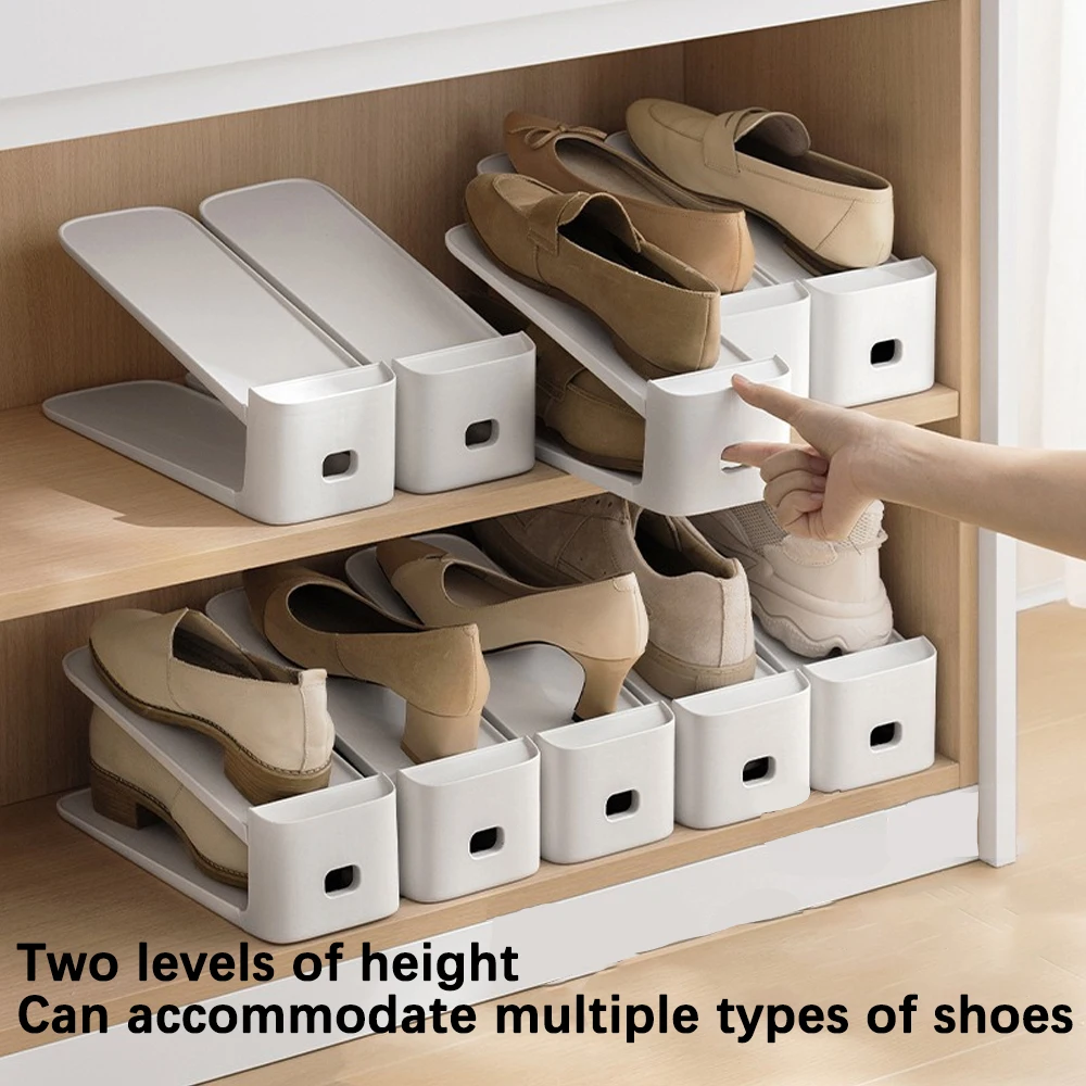 Adjustable Shoe Stacker Shoe Slots Organizer Slots Space Saver Double Deck Rack Holder For Closet Organization