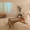 Portable Natural Bamboo Bed Tray Breakfast Laptop Desk Reading Gaming Desk Folding Table Useful Simple Kitchen Tool 2