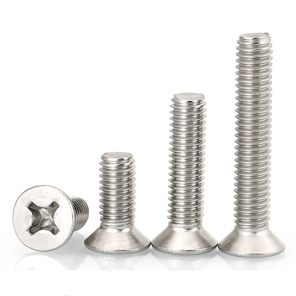 10pcs M3 M3.5 M4 M5 M6 M8 M10 A2-70 304 Stainless Steel GB819 Cross Phillips Flat Countersunk Head Screw Bolts Length 4-80mm