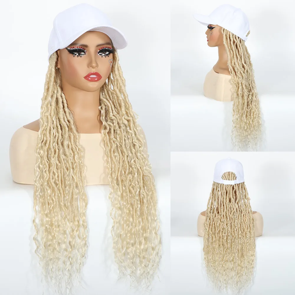 Synthetic Crochet Hair Woman Wigs Big Size Baseball Hat Wig 26inch Long Braided Wigs for Women Daily Party Cosplay Wig Female