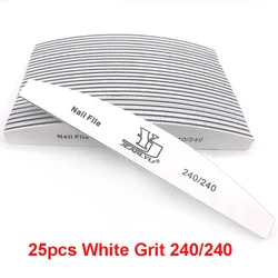 Vibrant Nail File Set - 5 - Piece Professional Manicure Buffer and Cuticle Remover Collection (25pcs White240 - 240)