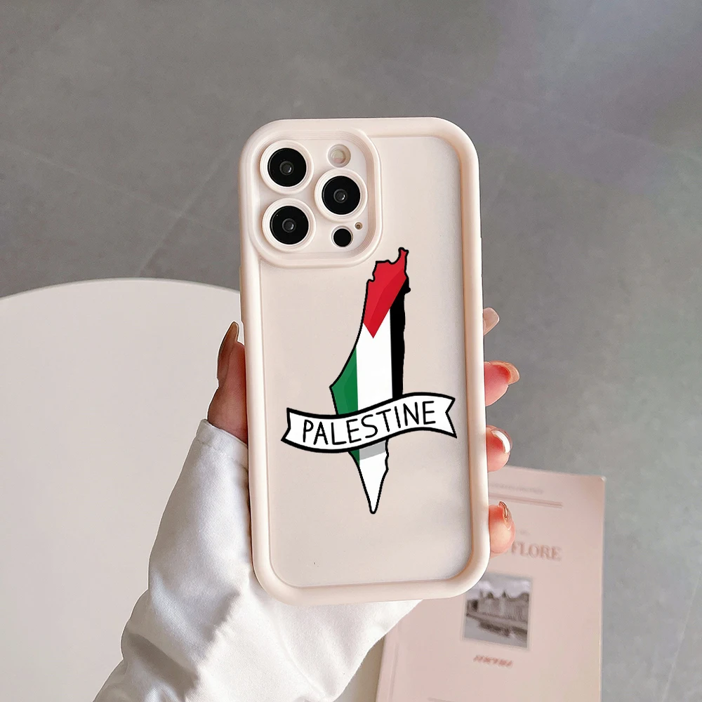 thumbnail image 1 of Funda protectora para cámara de pasaporte con mapa de la bandera de Palestina de dibujos animados para iPhone 15, 14, 13, 12, 11 Pro Max, Mini XR, XS, X, 8 Plus, funda de TPU suave, 1 of 5