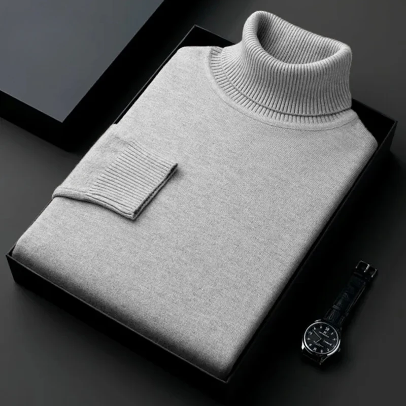 

Sweatwear Mens Anti-pilling High Quality Knitted Turtleneck Sweater Slim Fit Long Sleeve Pullover Solid Color Trend Men Clothing