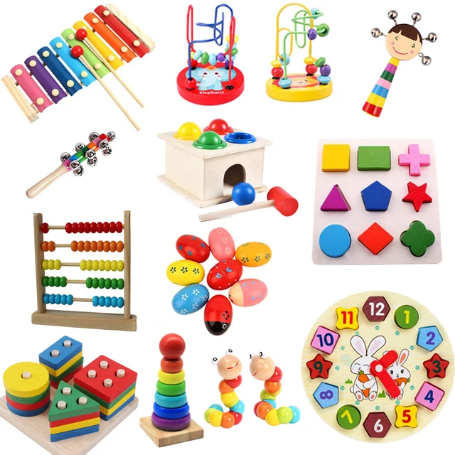 Montessori Baby Toys 0 12 Months Wooden Puzzle Maze Beads Early Educational Toys for Children Family Game Rattle Building Block 1