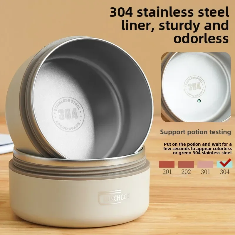 304 Stainless Steel Insulated Lunch Box Double-layer Insulated Bucket Office Worker Student with Lid Sealed Portable Lunch Box