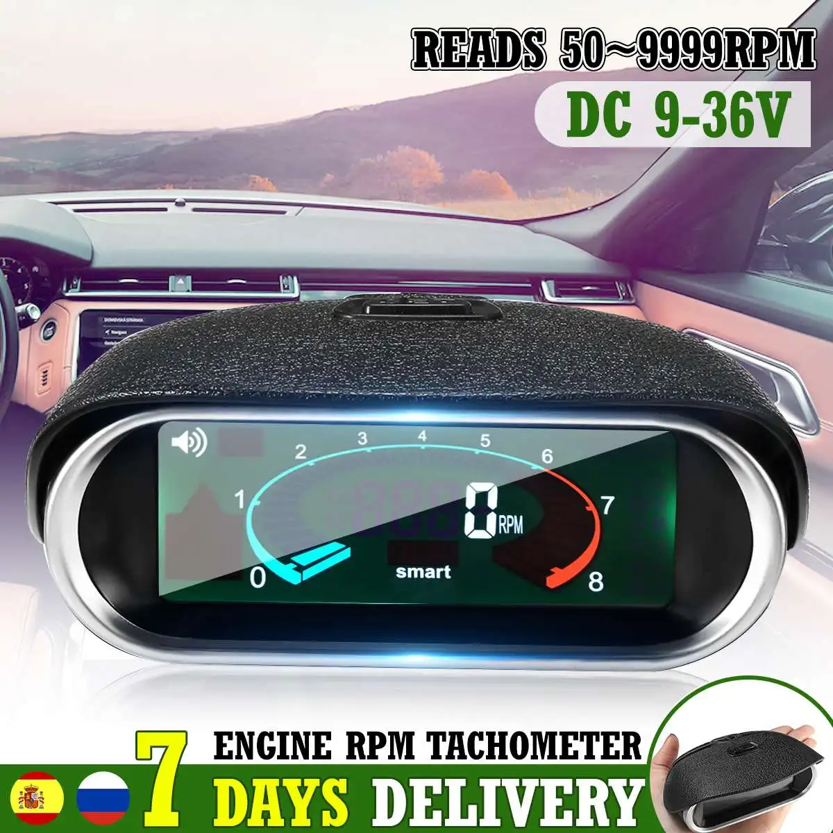 Universal Auto Car LCD Tachometer Car Gauge 50-9999 Rpm Meter Digital Hour for Gasoline Diese Motorcycle Boat tachometer gauge engine tachometer tachometer meter