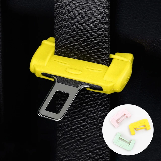 Jaune - Boucle de ceinture de sécurité colorée en Silicone, housse