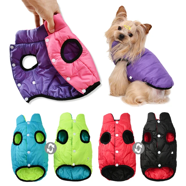 Reversible Pet Dog Clothes For Small Medium Dogs Cats Cold Winter Warm Puppy Padded Jacket Vest Chihuahua Dachshund Pug Outfits Reversible Pet Dog Clothes For Small Medium Dogs Cats Cold Winter Warm Puppy Padded Jacket Vest Chihuahua Dachshund Pug Outfits