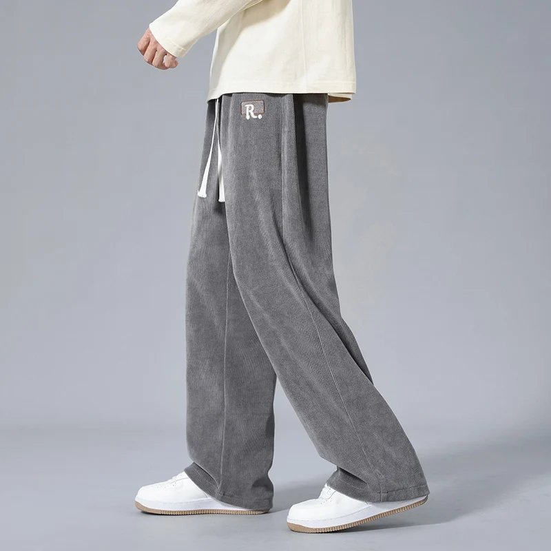 Spring Men Casual Pants Sweatpants Couple Wide Leg Breathable Joggers Straight Solid Color Neutral Baggy Pants wide leg pants wide leg sweatpants