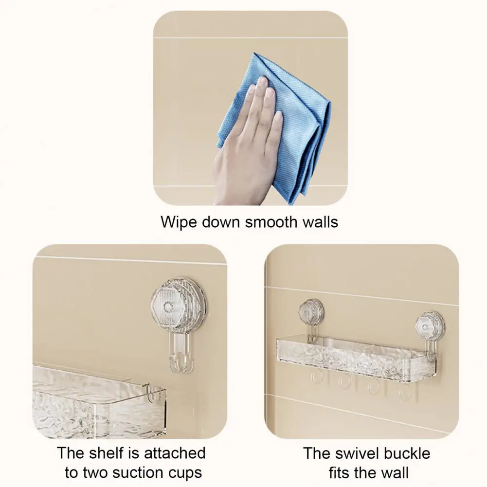 Kitchen Suction Storage Rack Capacity Shower Caddy with Suction Cup Storage Rack Strong Load-bearing Corner for Easy for Maximum