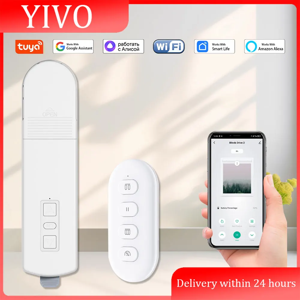 Tuya สมาร์ทมอเตอร์ตาบอด Wifi อัตโนมัติไฟฟ้าลูกกลิ้งชัตเตอร์เงา App ควบคุมยกผ้าม่านเปิดปิด Driver 1