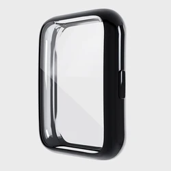 Ultra-Durable Silicone Watch Case - Lightweight TPU Protective Shell with Screen Protector (Black)