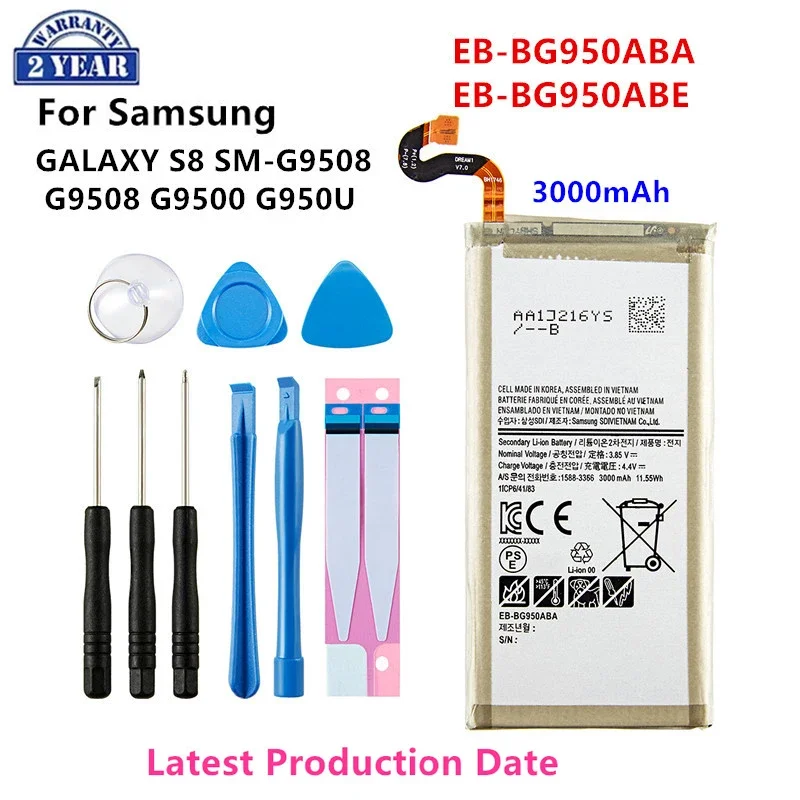 

Brand New EB-BG950ABE EB-BG950ABA 3000mAh Battery For Samsung Galaxy S8 SM-G9508 G950T G950U/V/F/S G950A G9500 G950 +Tools