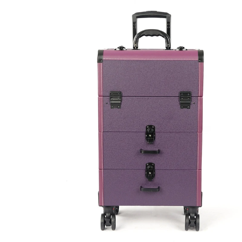 

37*24*54cm Customized Beauty Toolbox Hard Rolling Wheel Makeup Case Trousse De Maquillage Organizer Makeup Rolling Train Case