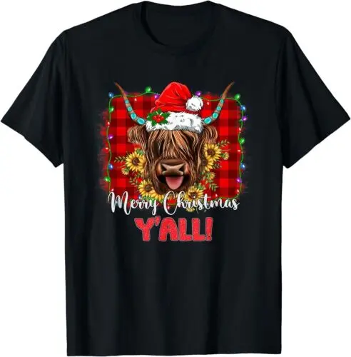 

Scottish Hairy Cow Mom Heifer Merry Christmas Y'all Xmas T-Shirt