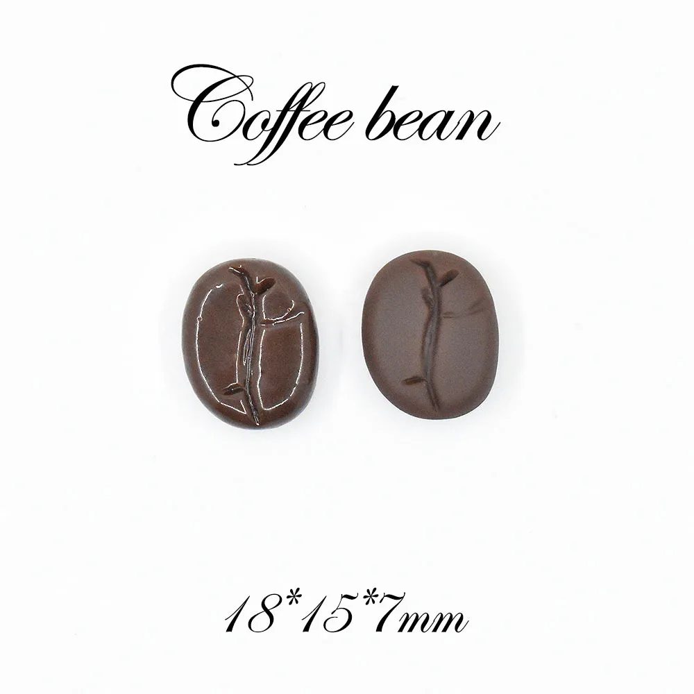 20Pcs Simulation Miniature Coffee Beans Flatback Resin Cabochon Fake Food Scrapbooking Craft DIY Phone Decoration Accessories