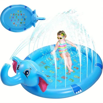 Tappetino da gioco grande antispruzzo per bambini Tappetino antispruzzo elefante PVC gonfiabile estivo per bambini all'aperto Giocattolo per piscina con irrigatore all'aperto 1