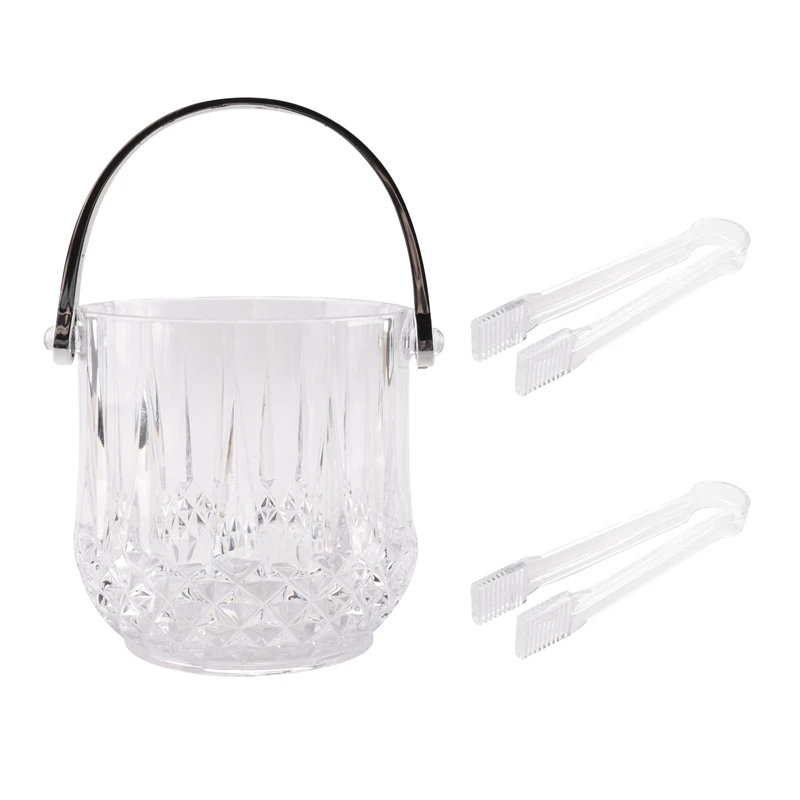 

Ice Bucket Plastic Ice Bucket With Handle Acrylic Transparent Champagne Beer Wine Ice Bucket For Home