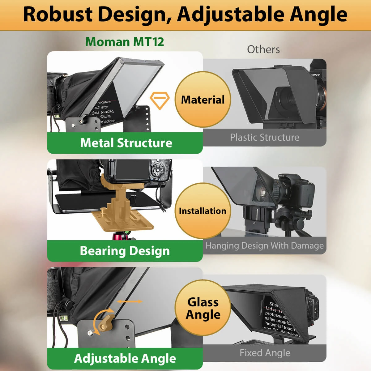 Moman MT-12 Teleprompter for Camera description image 2