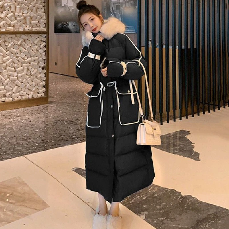 2023 New Women Down Cotton Coat Winter Jacket Female Long Loose Parkas Thick Warm Outwear Hooded Fashion Outcoat
