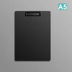 Essential Document Organizer Clip File Folder with Pen Holder and Low Profile Clip (Black - A5)